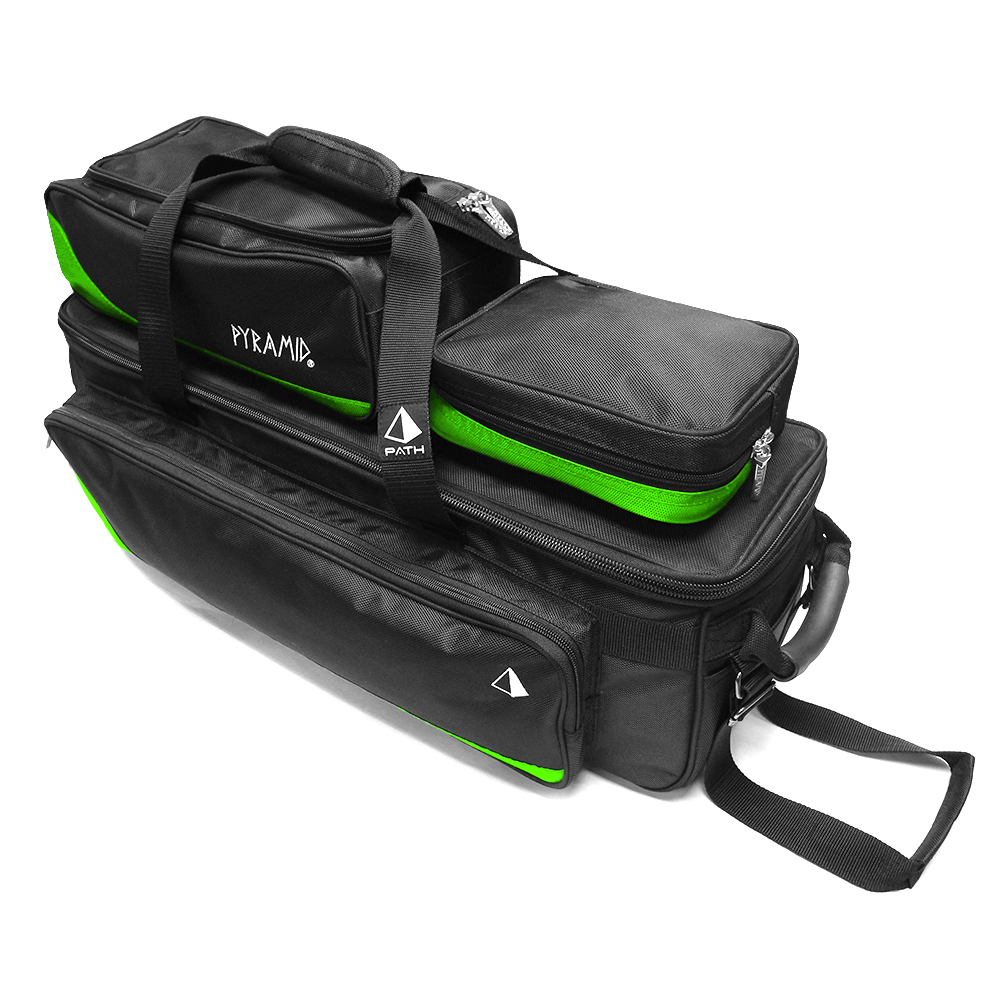 Pyramid Path Double Roller Bowling Bag Free Shipping Black/Lime Green New 